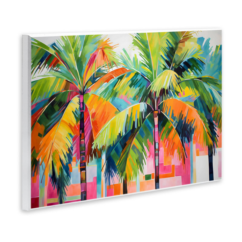 Plaque murale Bright Mod Palms & Rectangles, design par LSR Design Studio, H 10 po x l 15 po