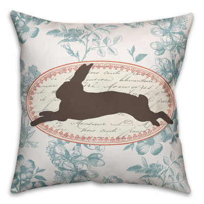  Vintage Florals Rabbit Throw Pillow