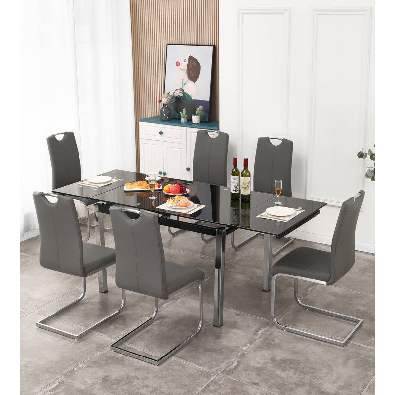 Martika Dining Set, Black, Grey