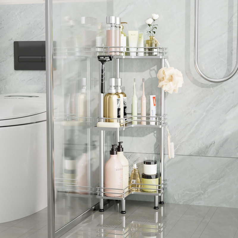 Corner Shower Caddy Standing, Silver