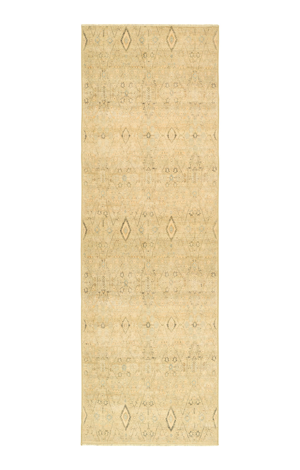 Ellett Green Blue Moroccan Rug, Runner 2'6" x 8'