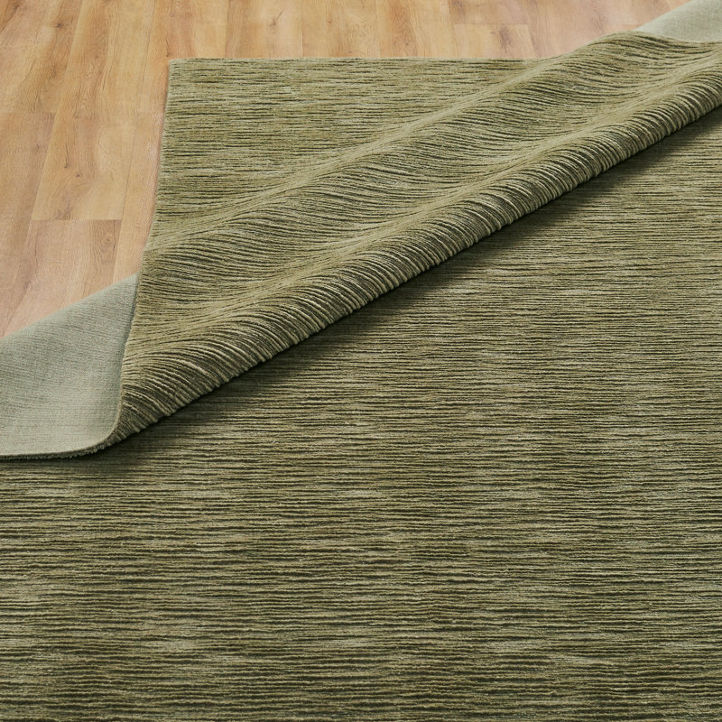 Serenity Sandy Dune Wool Hand Loomed Area Rug, Green, Rectangle 5'9" x 8'9"
