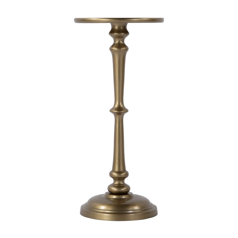 Alisa 10 in. W Round All Metal Pedestal Base End Table, Gold