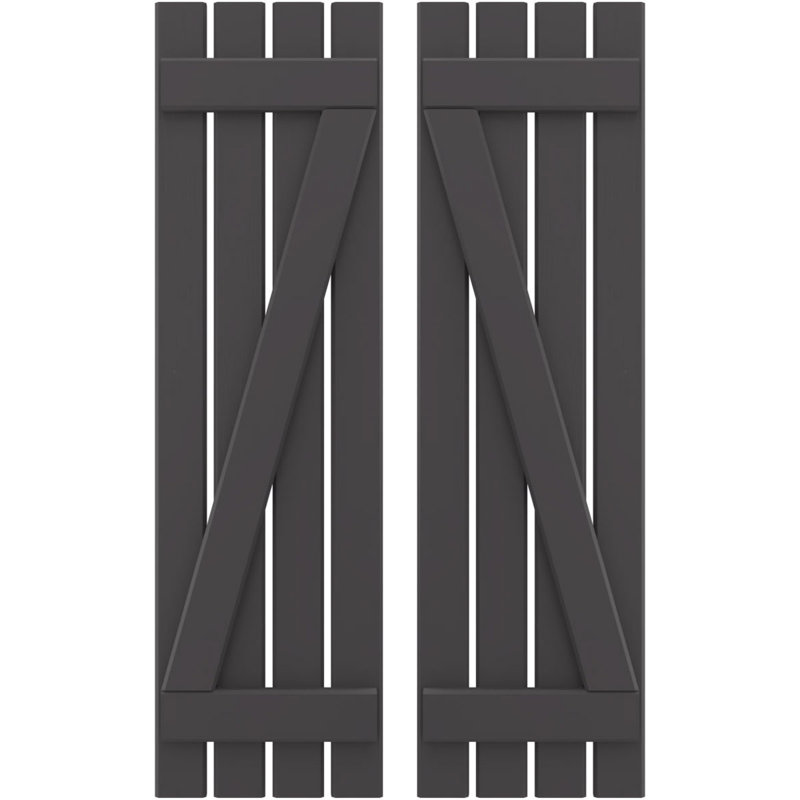 Volets de planche-n-lattes avec barre en Z (par paire) Americraft (2 lattes), Montagne ombrageuse, 15 1/2", 34"