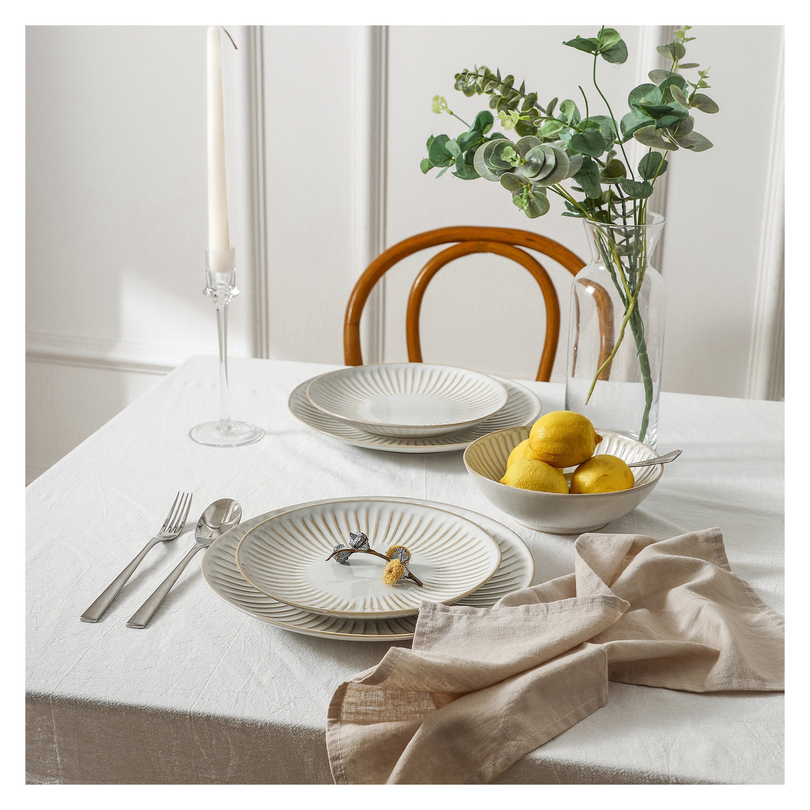 Stone Lain Linea 12-Piece Dinnerware Set Stoneware