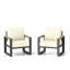 Ensemble de 2 fauteuils de patio en aluminium toutes saisons de 26,6 po avec coussins beiges épais-1942597720
