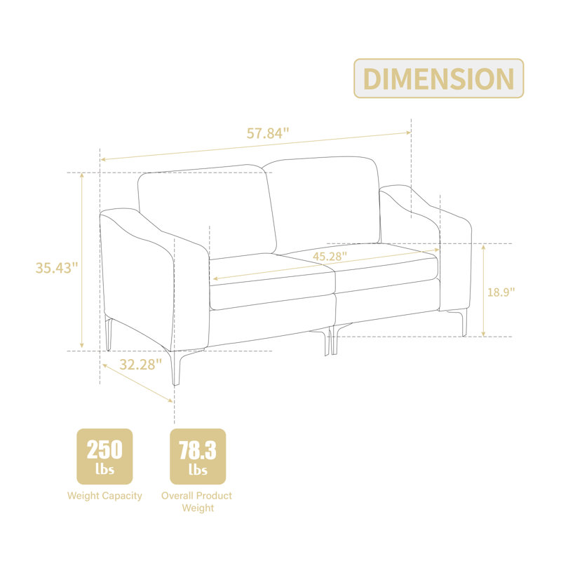 Modular Sectional Two-Seater Sofa , Corduroy Sectional Couch,Gray, Gray
