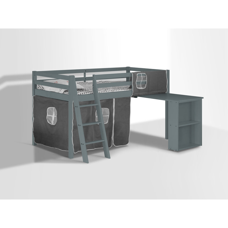 Single Mid Sleeper Bunk Bed and Mattress with Shelves, Grey