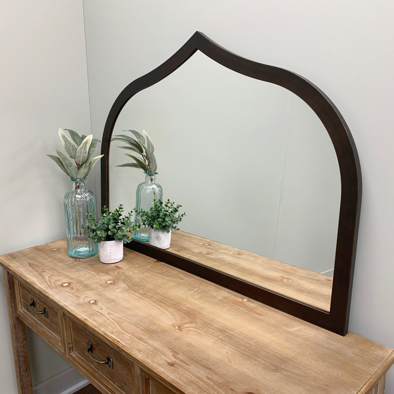 Wood Frame Arch Wall Mirror, Rubbed Bronze