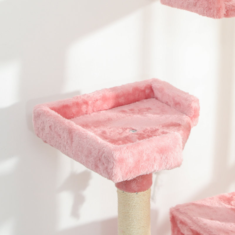 68 inches Cat Tree, Multi-Level Large Cat Tower Condo, Pink
