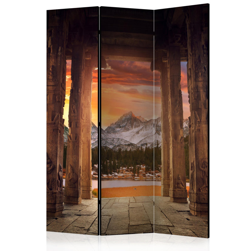 Hadire 135cm W x 172cm H 3 - Panel Solid Wood Folding Room Divider