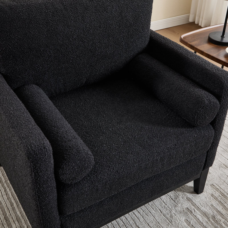 Chaise d'appoint rembourrée avec 2 coussins, Noir, Noir
