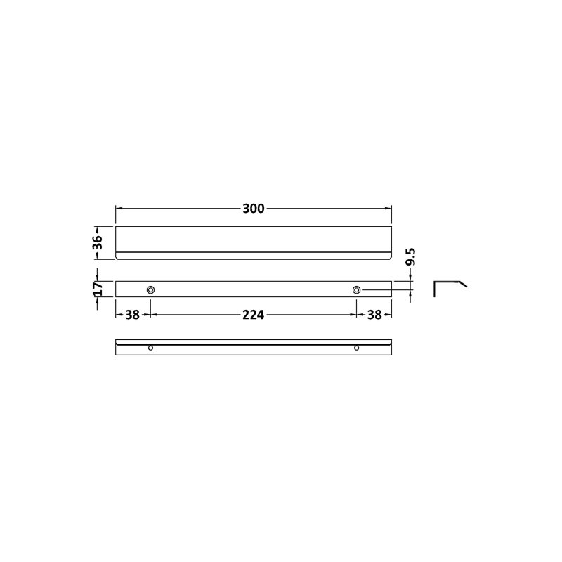 Finger Pull Handle 300mm - Brushed Pewter
