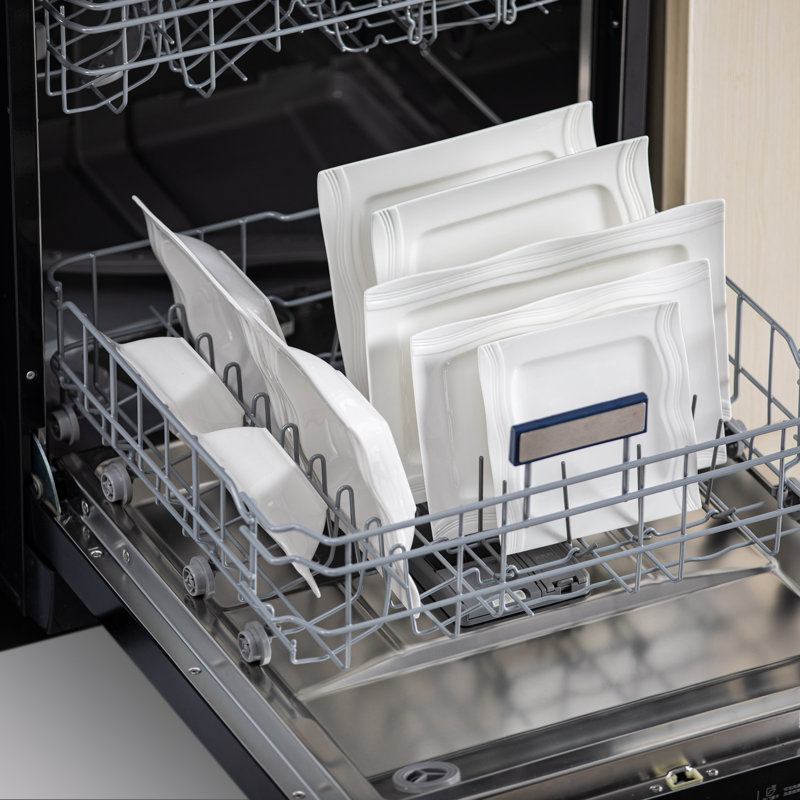 Service de table 28 pièces carré blanc moderne ivoire 28 pièces, comprenant assiettes plates, assiettes à dessert, bols à soupe, bols à céréales, 2 salières et poivrières + plat de service