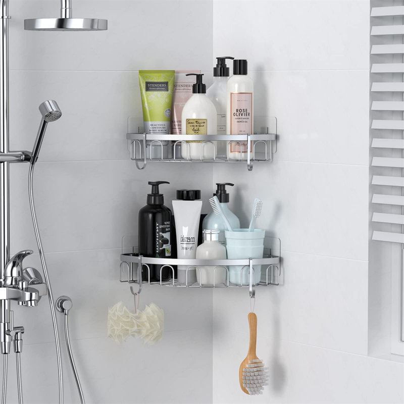 Tansey Adhesive Shower Caddy, Silver