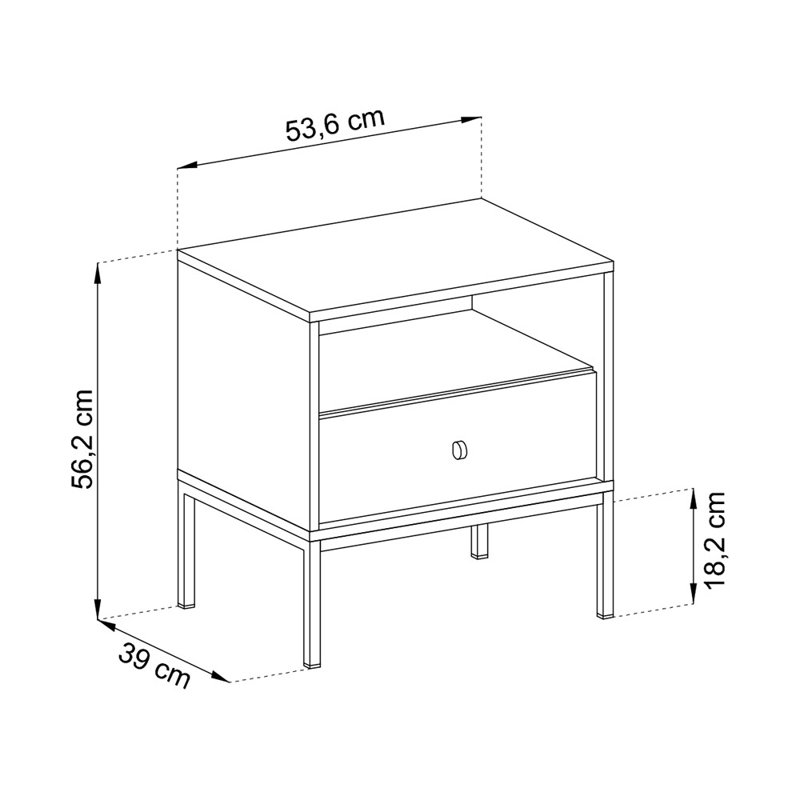 Avereigh 53.6cm W Steel Bedside Table, Beige
