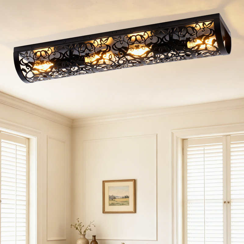 4-Light 80cm Metal Farmhouse Dimmable Flush Mount