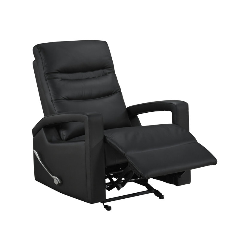 Fauteuil inclinable, cuir noir et similicuir, Black