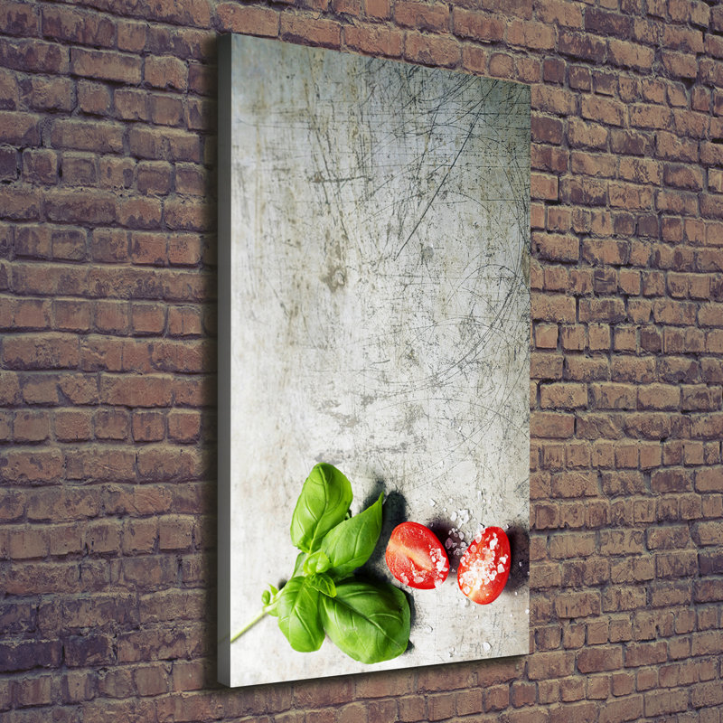 Tomatoes And Basil - Wrapped Canvas Print