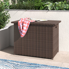 Valita Outdoor Wicker Storage Box, Big Size,Resin Black Rattan