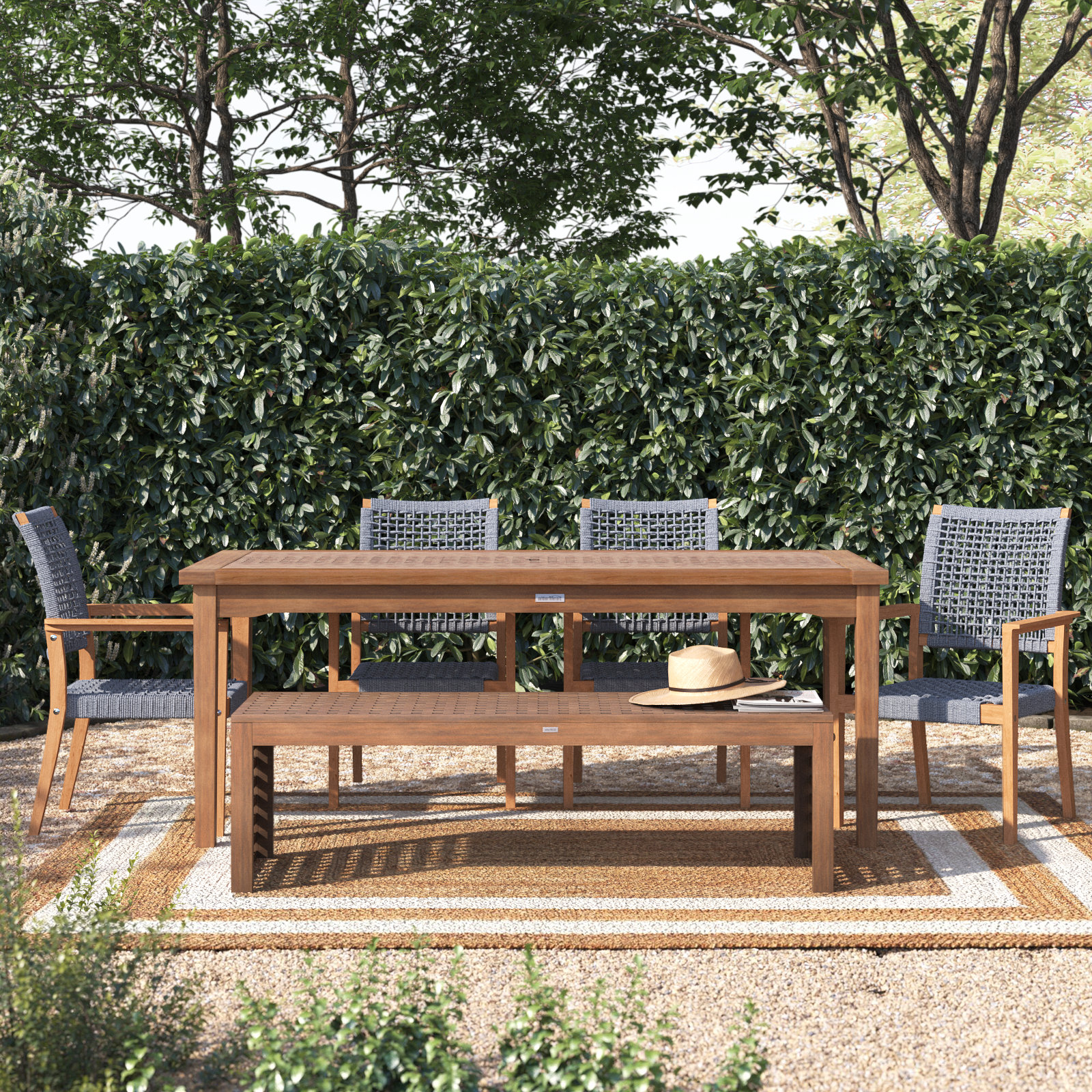 Fleur 76'' Rectangular 7 - Person Outdoor Dining Set