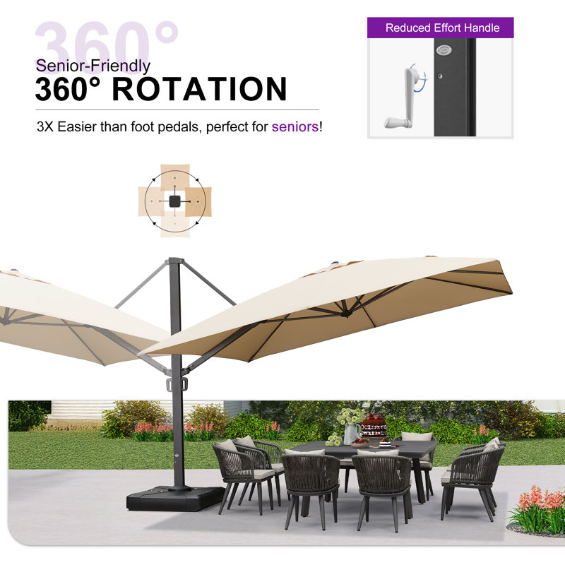 Parasol carré en porte-à-faux 12 pi Najai, sans base, beige, Brun