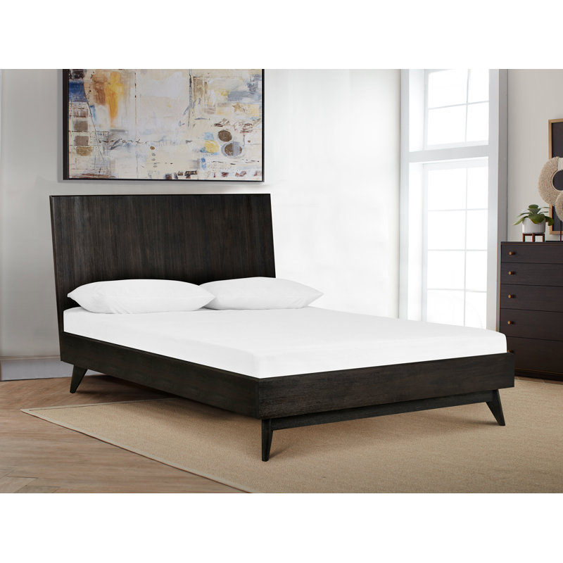 Lit plateforme en bois massif Byer, Reine, Gris, Bois massif