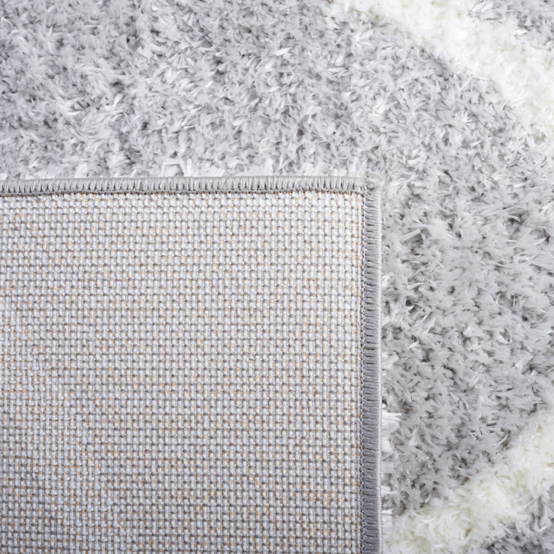 Tapis gris clair / blanc Fleuriane, Rectangle 8 pi x 10 pi