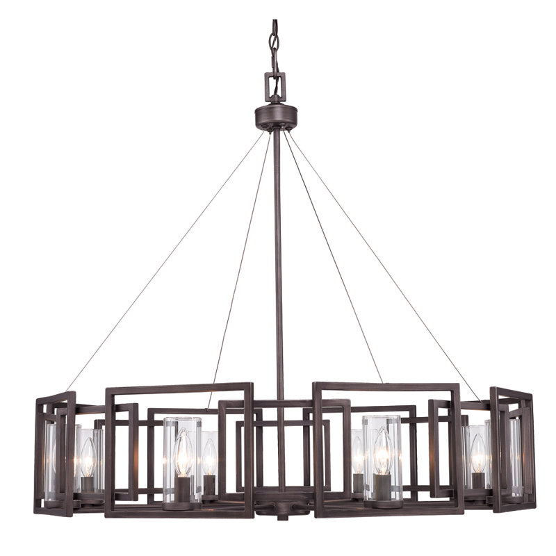 Lustre tambour unique à 8 lumières Newlin, Bronze industriel