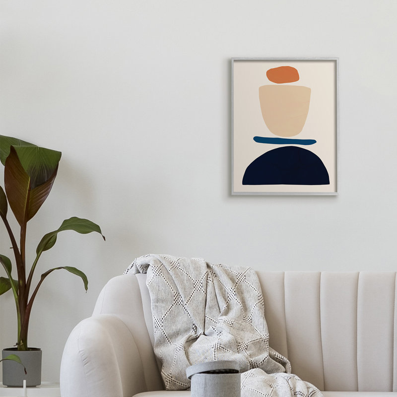Formes abstraites occidentales, orange et bleu par Victoria Barnes - impression, H 20 po x l 16 po