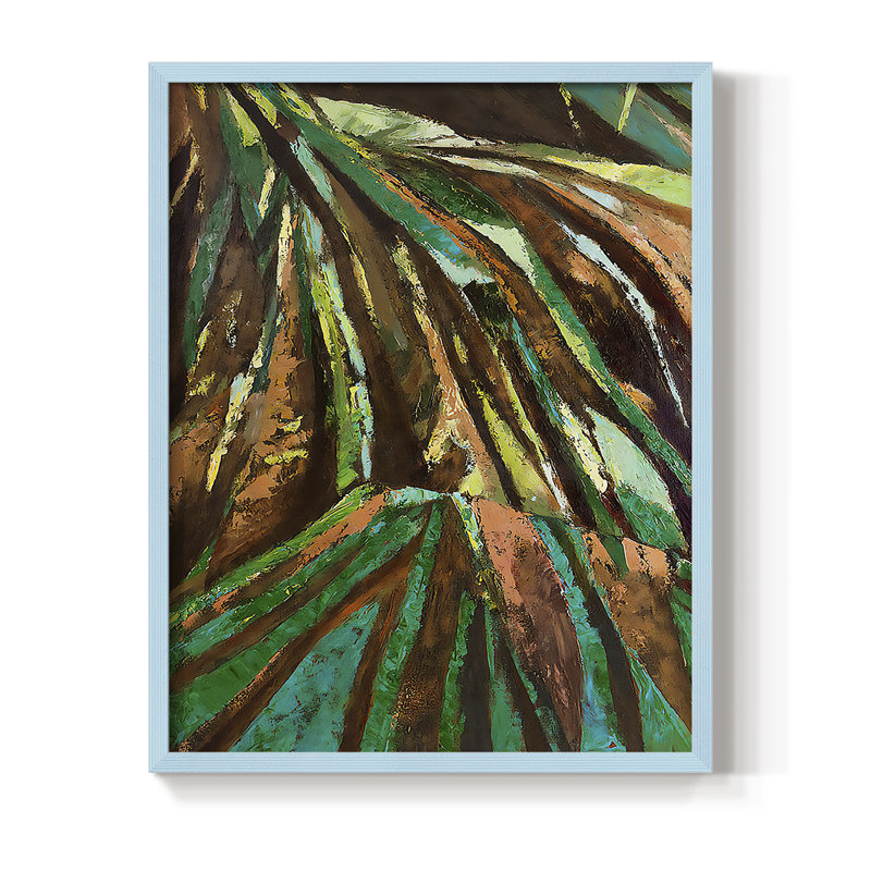 Las Palmas II, reproduction encadrée - bois massif, Bleu, H 21 po x l 17 po