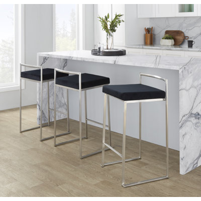 Derik Upholstered Stool with Metal Frame
