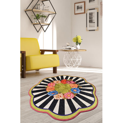 Antibacterial Round Carpet, 39.4 Inches Diameter, 100% Polyester, 0.2 Inches Pile Height | Non-Slip Underside, Machine Washable | Perfect for Living Room, Bedroom, and Playroom, Soft and Durable Design