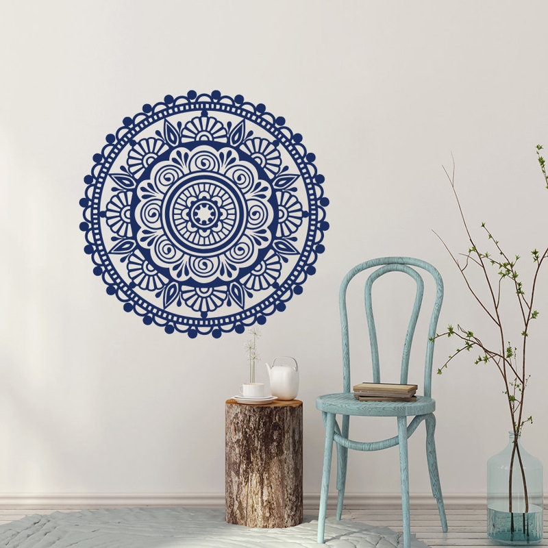 Décalcomanie murale mehndi de chambre à coucher mandala yoga décoration, Violet