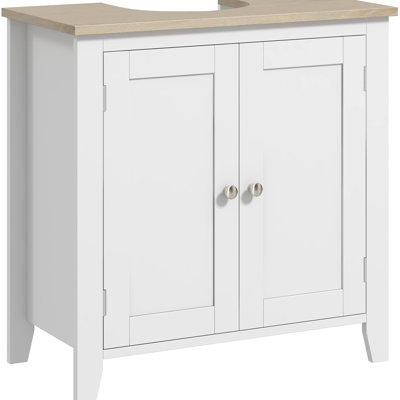 Buffet de salle de bain sous l'évier - armoire en U, tablette réglable, 23,88 lb, lavabo de rangement blanc, en forme de U