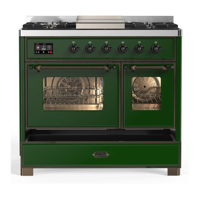 Majestic III Series 40 Inch Dual Fuel Range with 6 Sealed Burners, Griddle, in Mightnight Blue (Natural Gas, Chrome Trim)