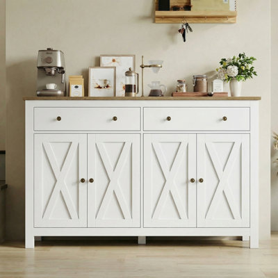 Wood Accent Cabinets With 2 Drawers & 4 Doors