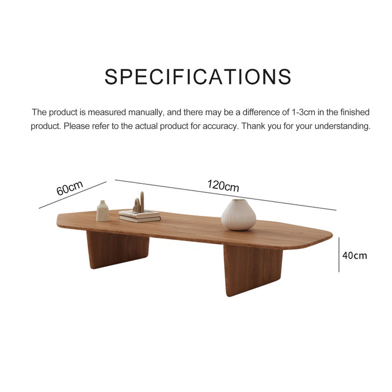 47.2" Irregular Solid Wood Coffee Table