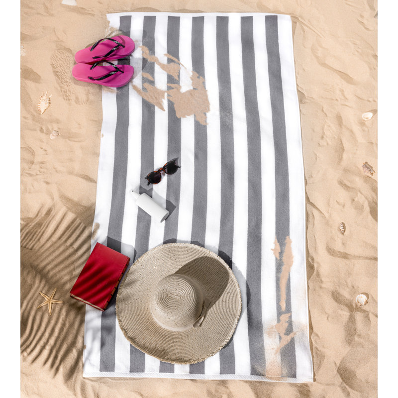 Très grande serviette de plage 100% coton Dovecove, Gris clair