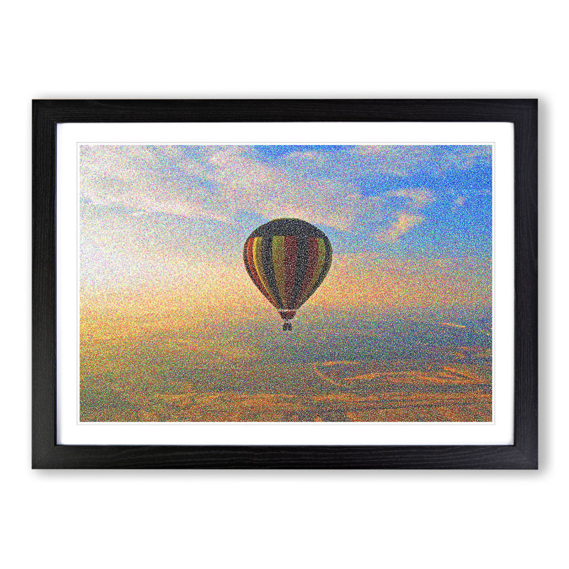 Hot Air Balloon Ride by Georges Seurat - Picture Frame Painting, 48cm H x 65cm W x 2cm D, Black Framed