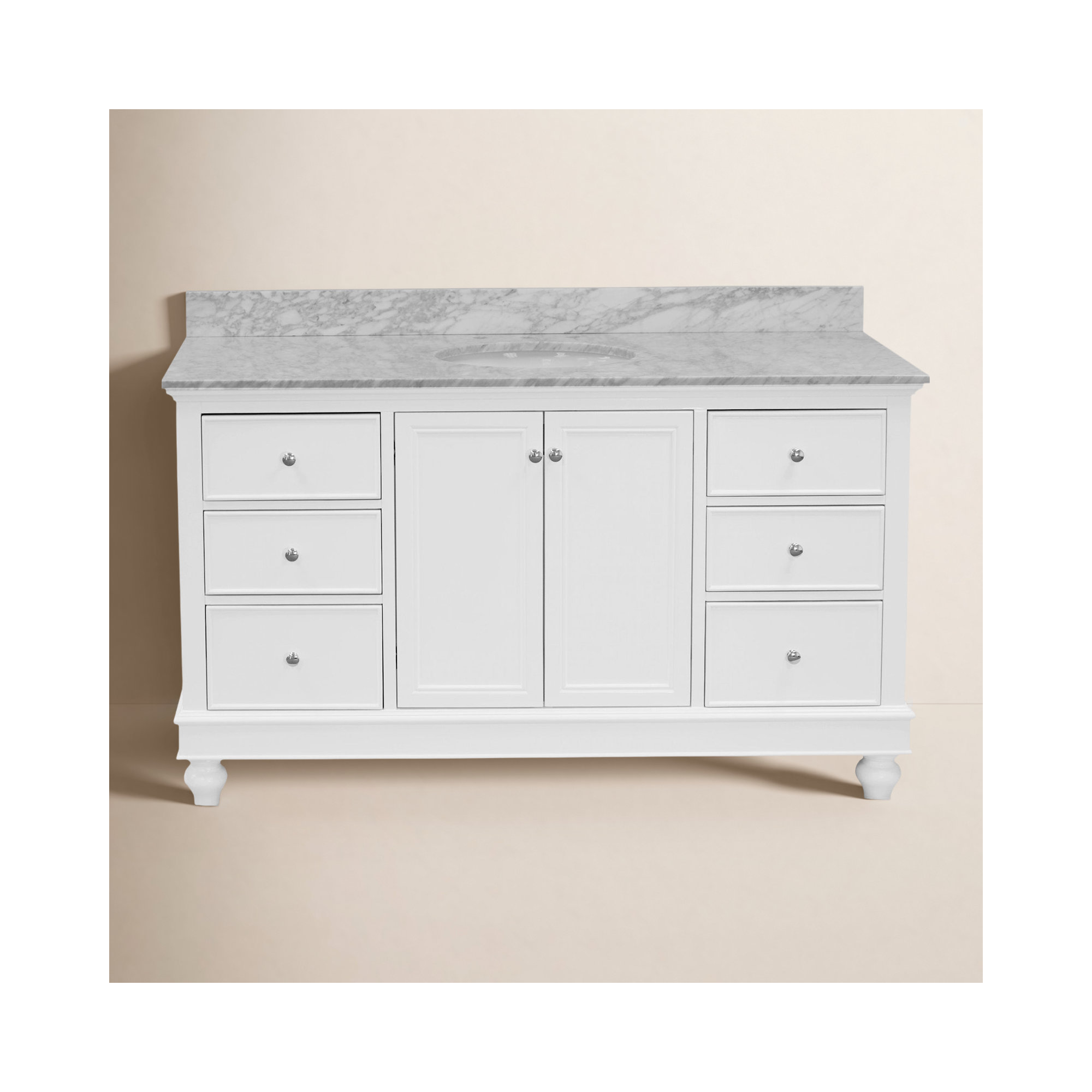 Ferdinand 60'' Single Bathroom Vanity, Carrara Marble, White