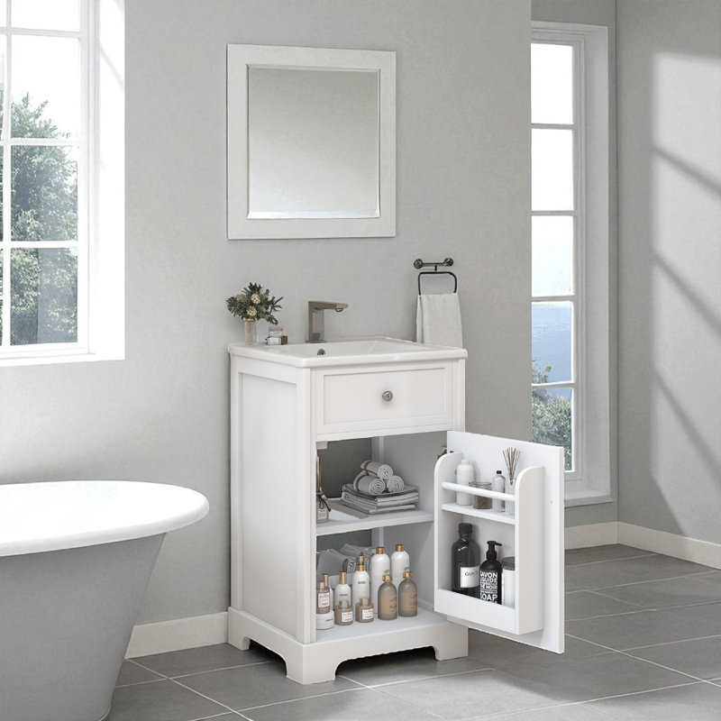 Meuble-lavabo moderne 20 po avec lavabo, support de rangement et tablette ajustable Modern