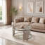 Table basse ronde en acier inoxydable en verre trempé double couche et argent