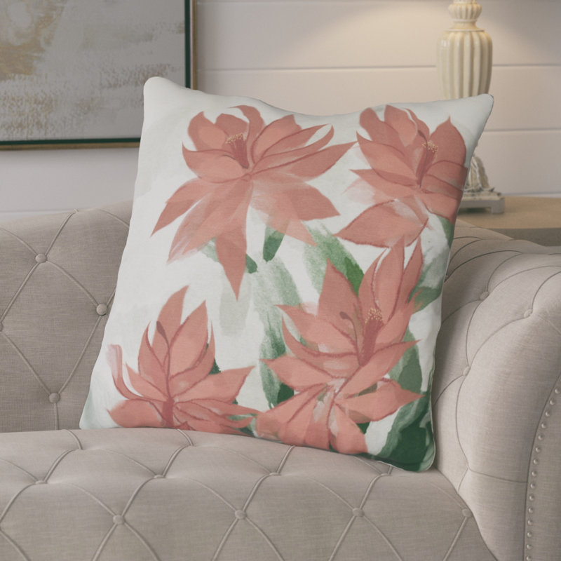Holiday Essence Floral Reversible Throw Pillow, Coral, 26" H x 26" W