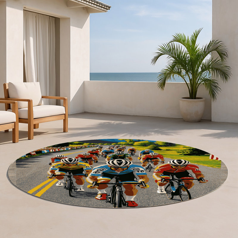 Tapis intérieur et extérieur gris Transport, Rond 5 pi