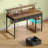 Rectangle Computer Desk with Shelves, Office Desk with Power Outlets & RGB LED Lights-493475231-493475203