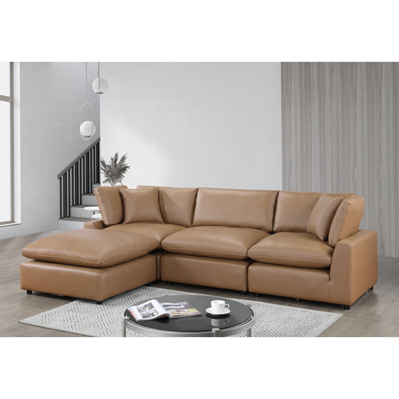Canapé modulaire Sky Camel, Similicuir chameau