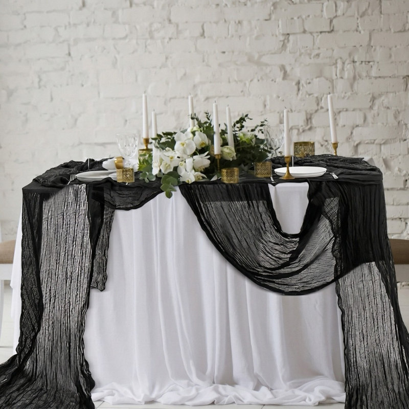 Chemin de table en coton noir 6 pièces Chemin de table boho
