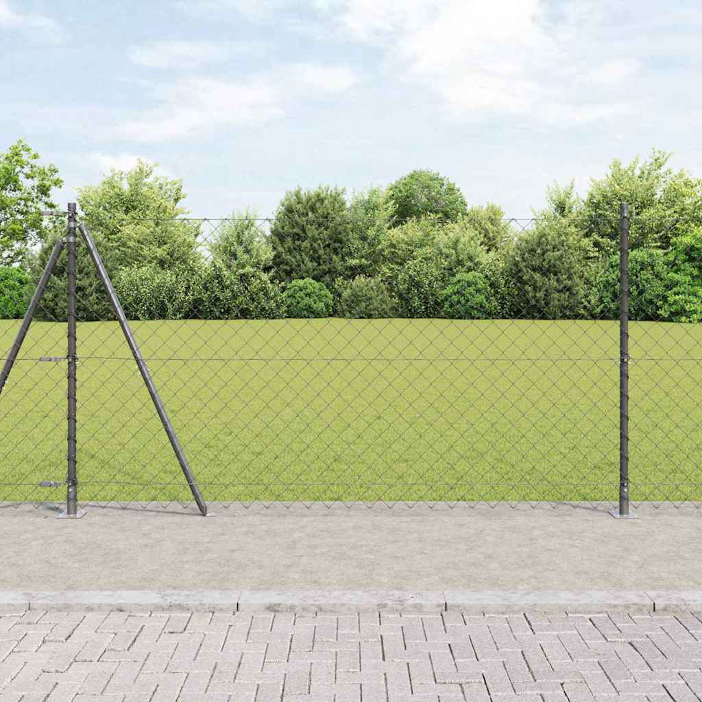 Vidaxl Chain Link Fence With Posts Steel