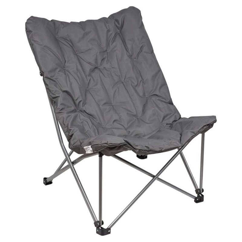 Padded Portable Lightweight Folding Oversized Camping Chair & Bag Shoulder Strap, Grey, Blue